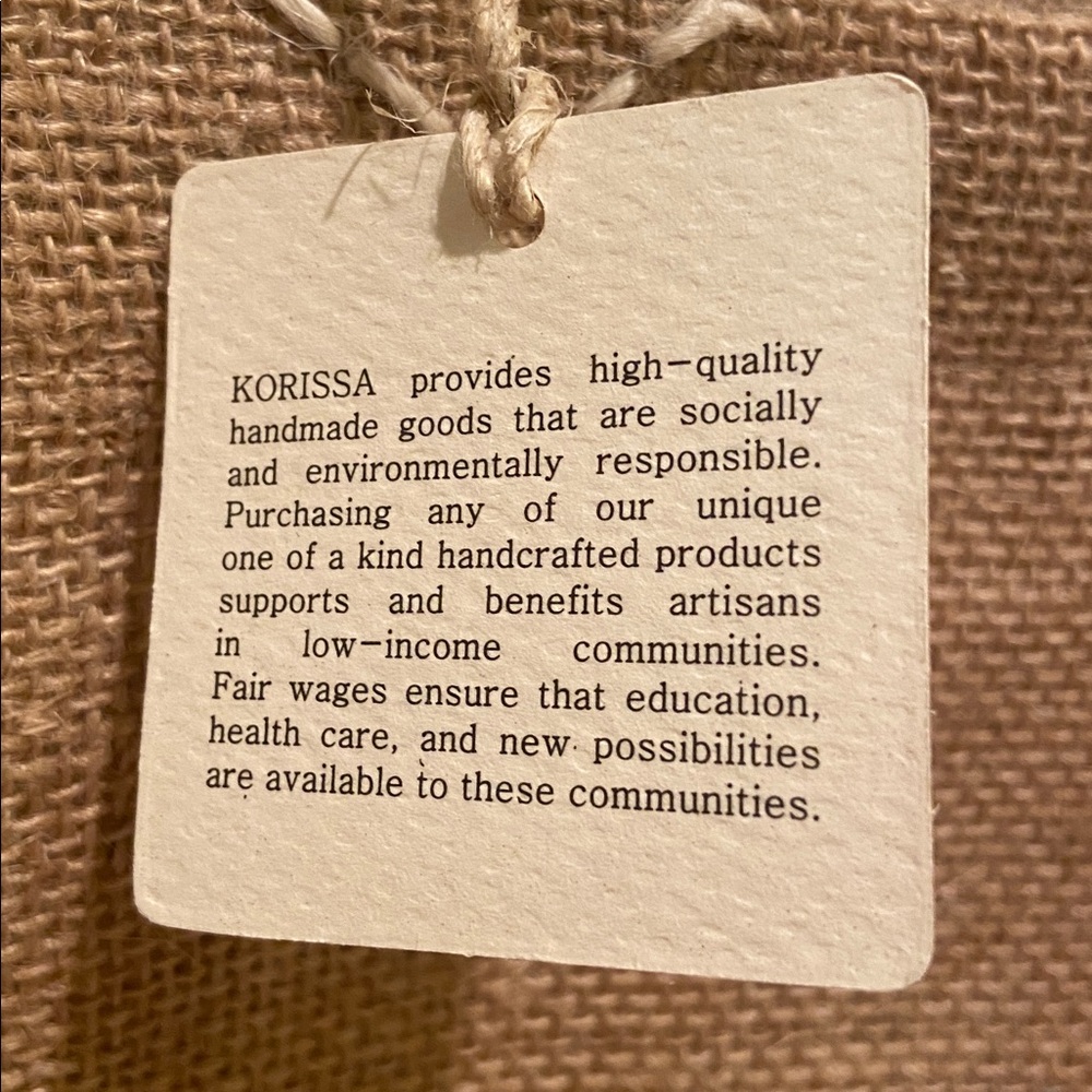 🩷Tan Jute Canvas Handmade Tote Bag with pompom by Korissa - Picture 5 of 8